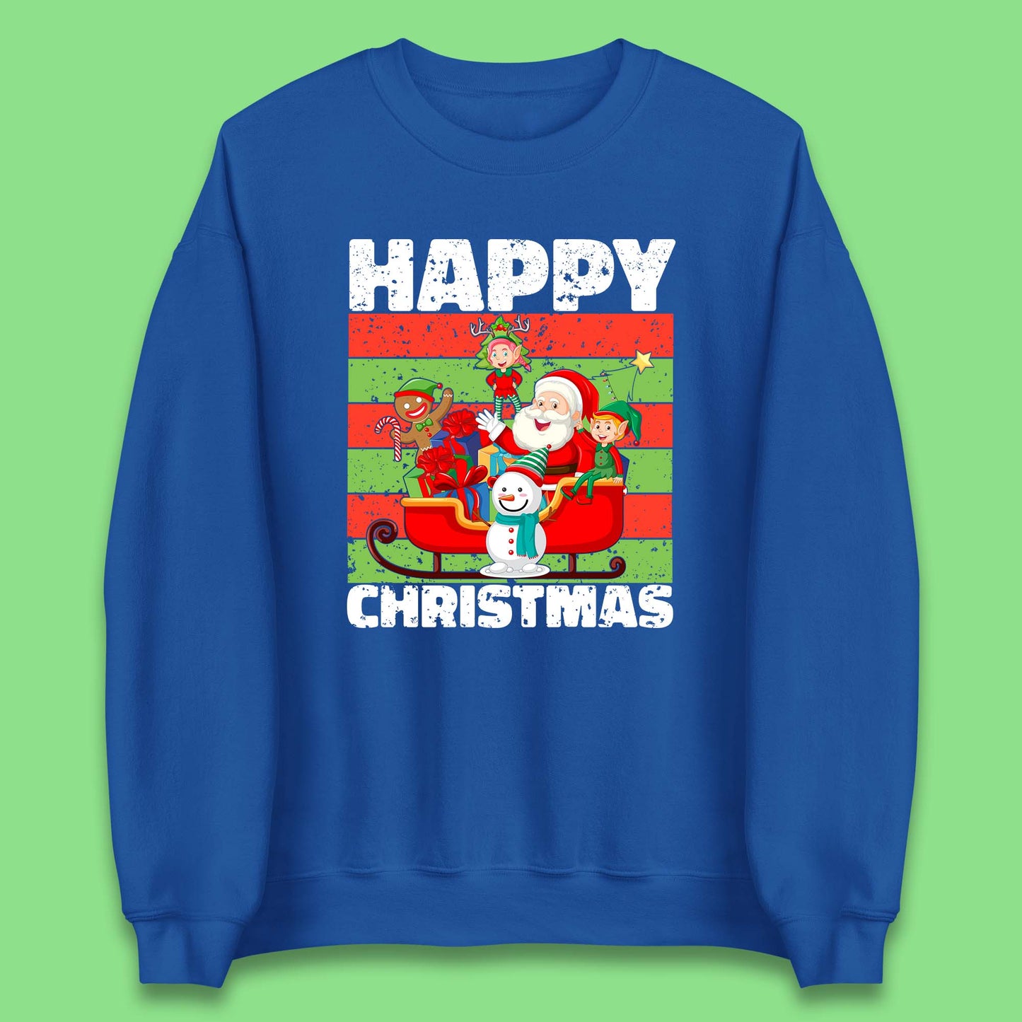 santa and friends on sleigh christmas sweatshirt
