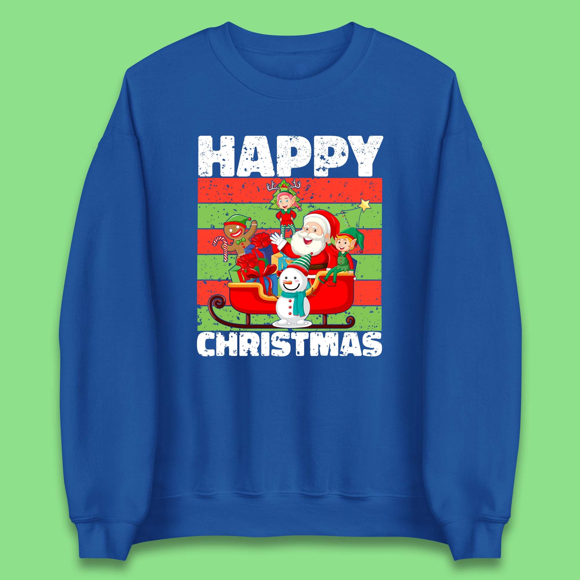 santa and friends on sleigh christmas sweatshirt