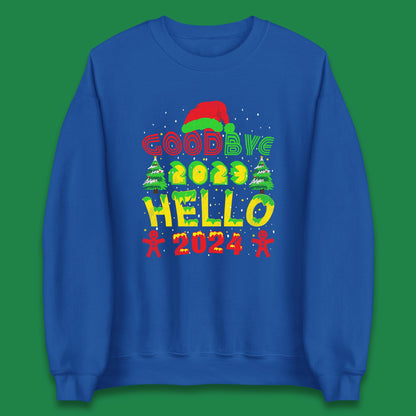 Good Bye 2023 Hello 2024 Merry Christmas Funny Happy New Year Xmas Unisex Sweatshirt