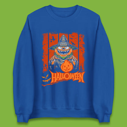 Halloween Pumpkin Head Scarecrow Jack O Lantern Pumpkin Head Horror Scary Vintage Retro Unisex Sweatshirt