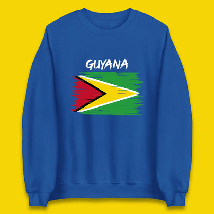 Guyana Flag Distressed Guyanese Flag Country In South America Unisex Sweatshirt