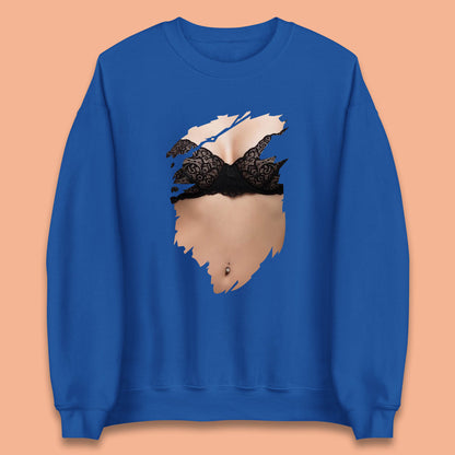 Beautiful Sexy Glamour Blonde Girl Stylish Trendy Summer Fashion Sexy Bra Unisex Sweatshirt