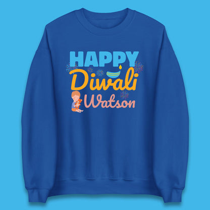Personalised Happy Diwali Festival Of Lights Your Name Indian Diwali Holiday Celebration Unisex Sweatshirt
