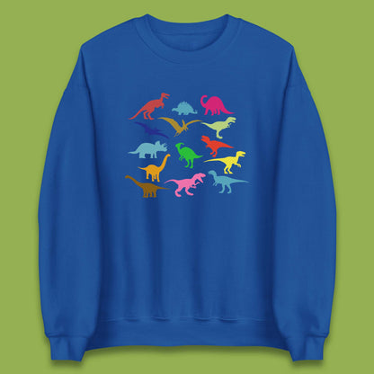 Colourful Dinosaurs Dino Fossil Dinosaurs Wild Nature Prehistoric Paleontology Velociraptor Unisex Sweatshirt