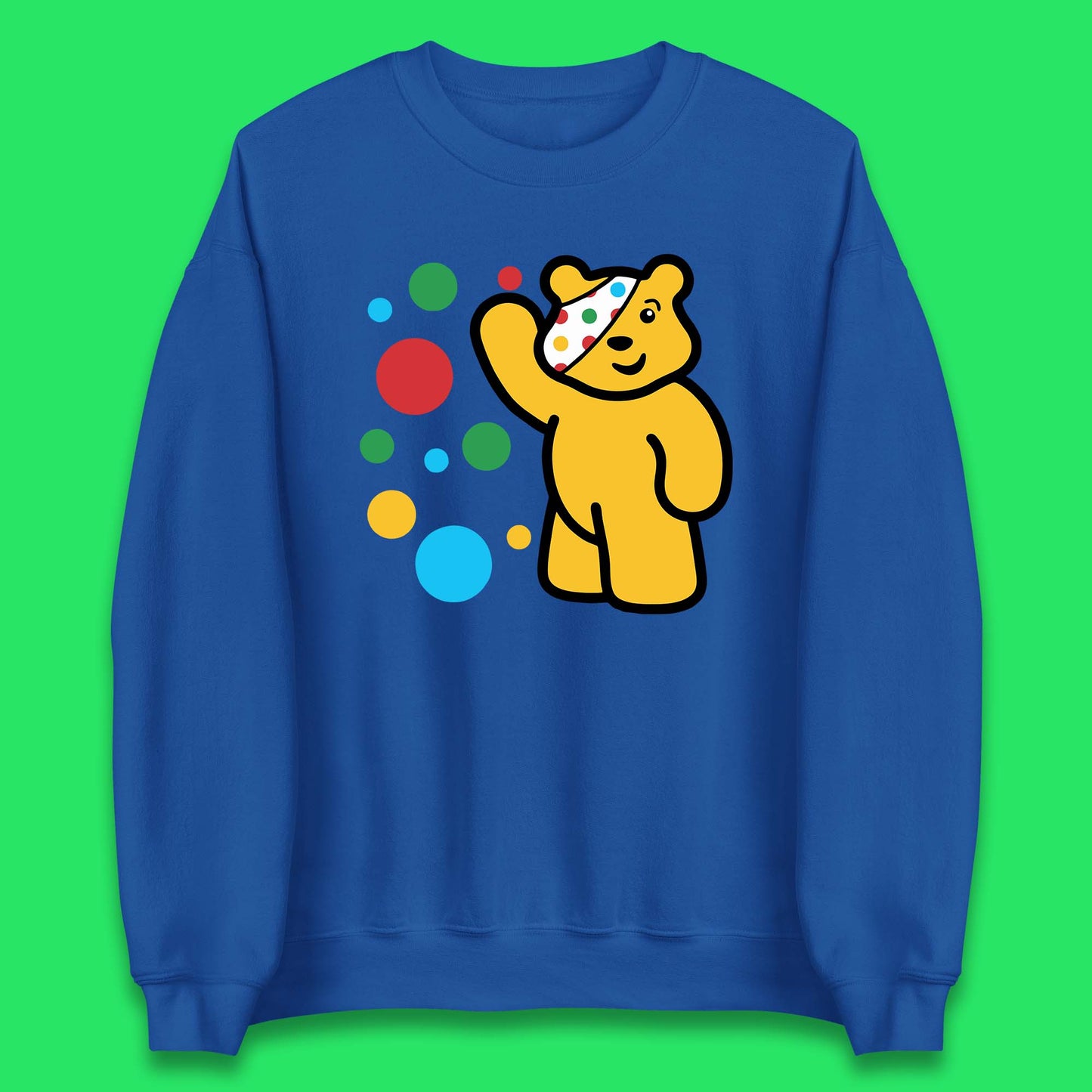 Spotty Pudsey Bear Hand Waving Dotty Spot Fundraising Children In Need Spotty Bear Spotty Day Unisex Sweatshirt