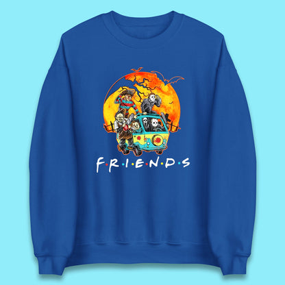 Friends Van Halloween Scooby Doo Mystery Machine Horror Movie Villians Characters Unisex Sweatshirt