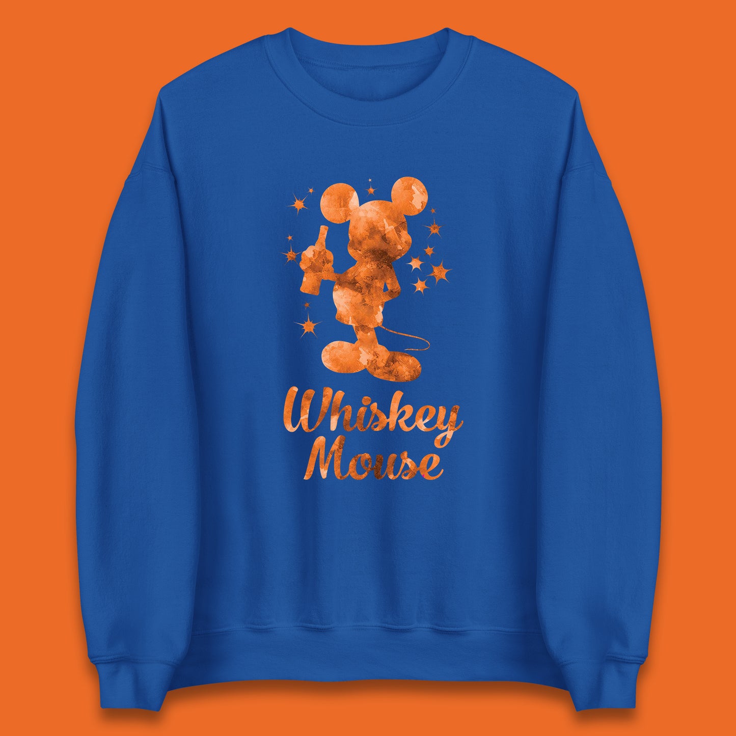 Whiskey Mouse Mickey Minnie Mouse Cartoon Character Holding Beer Bottle Disneyland Whiskey Lovers Unisex Sweatshirt
