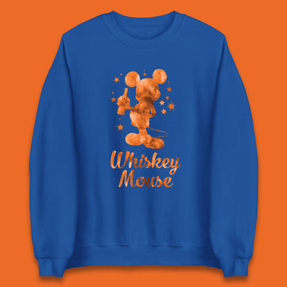 Whiskey Mouse Mickey Minnie Mouse Cartoon Character Holding Beer Bottle Disneyland Whiskey Lovers Unisex Sweatshirt