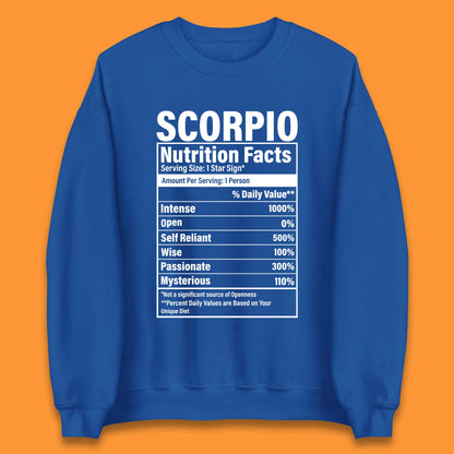 Scorpio Nutrition Facts Unisex Sweatshirt
