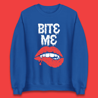 Bite Me Vampire Fangs Halloween Horror Lips Halloween Spooky Party Costume Unisex Sweatshirt