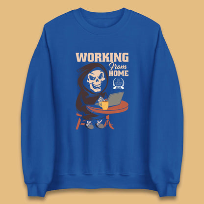 Working From Home Best Employee Of The Year Funny Death Halloween Unisex Sweatshirt