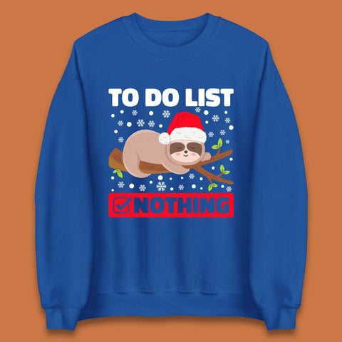 Lazy Sloth To Do List Christmas Unisex Sweatshirt