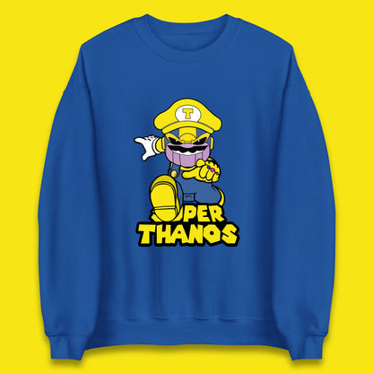 Super Thanos Marvel Infinity Gauntlet Super Mario Spoof Marvel Nintendo Game Series Wario Thanos Fictional Character Unisex Sweatshirt