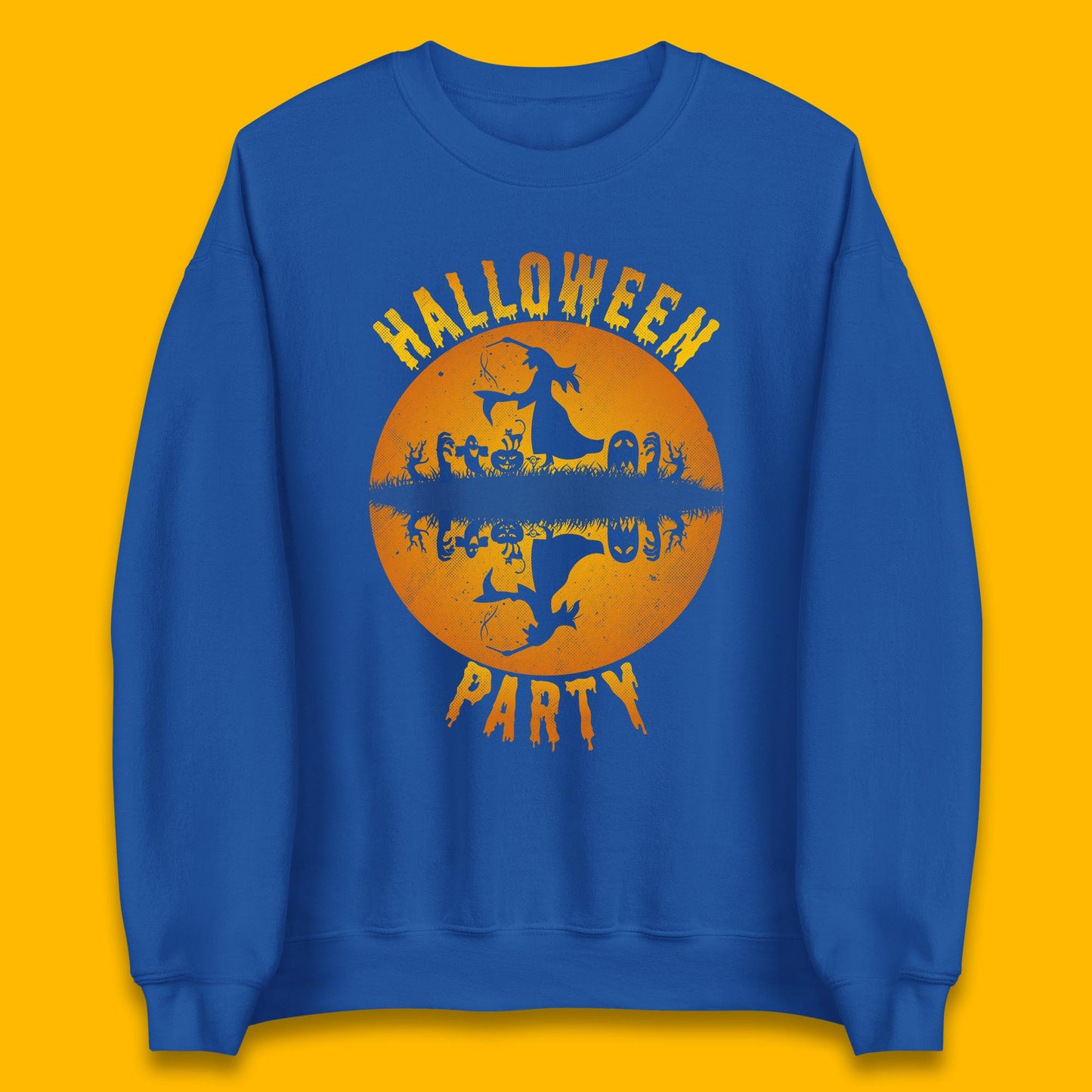 Halloween Party Flying Witch Horror Scary Spooky Season Scary Boo With Full Moon Unisex Sweatshirt