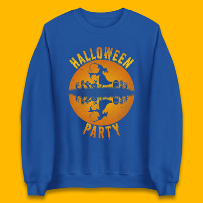 Halloween Party Flying Witch Horror Scary Spooky Season Scary Boo With Full Moon Unisex Sweatshirt