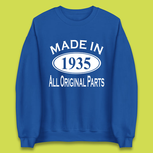 Made In 1935 All Original Parts Vintage Retro 88th Birthday Funny 88 Years Old Birthday Gift Unisex Sweatshirt