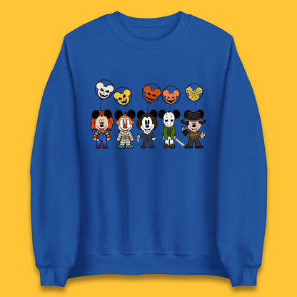 Disney Halloween Friends Horror Movie Characters Mickey Mouse Balloons Unisex Sweatshirt