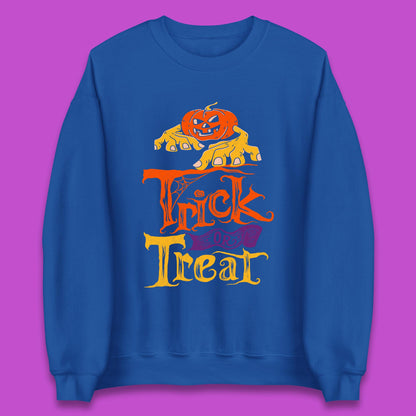 Halloween Trick Or Treat Horror Scary Evil Pumpkin With Zombie Hands Unisex Sweatshirt