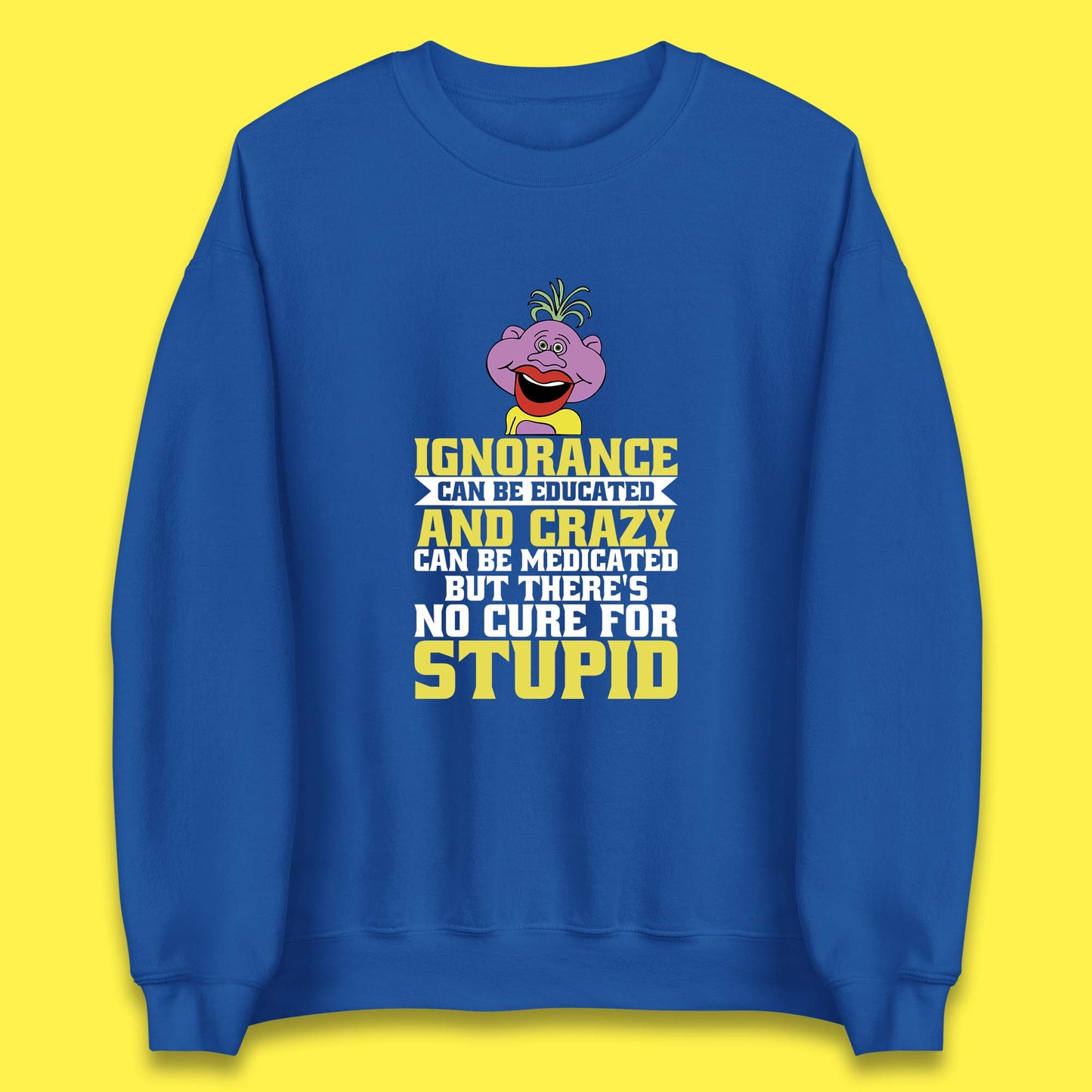 Ignorance Can Be Educated And Crazy Can Be Medicated But There's No Cure For Stupid Anonymous Quote Unisex Sweatshirt