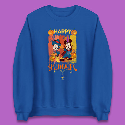 Happy Halloween Disney Witch Mickey Mouse Minnie Mouse Horror Scary Disneyland Trip Unisex Sweatshirt