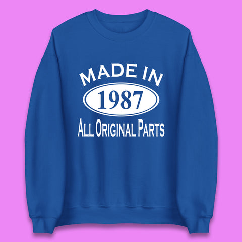 Made In 1987 All Original Parts Vintage Retro 36th Birthday Funny 36 Years Old Birthday Gift Unisex Sweatshirt