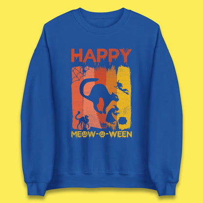 Happy Meow-O-ween Funny Halloween Black Cat Scary Spooky Unisex Sweatshirt