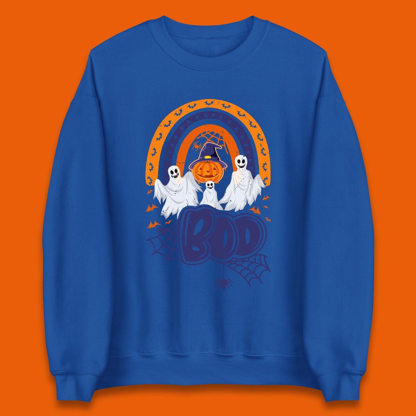 Halloween Boo Ghosts With Witch Pumpkin Scary Spooky Season Unisex Sweatshirt