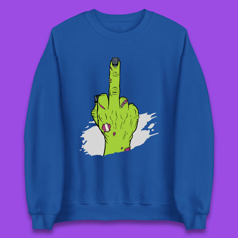 Halloween Green Zombie Hand Showing The Middle Finger Sarcastic Rude Unisex Sweatshirt