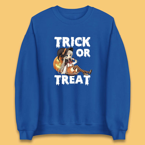 Trick Or Treat Halloween Witch Anime Horror Scary Pumpkin Halloween Costume Unisex Sweatshirt