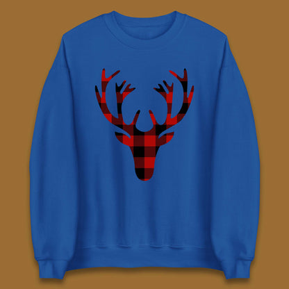 merry christmas buffalo plaid deer head sweatshirt