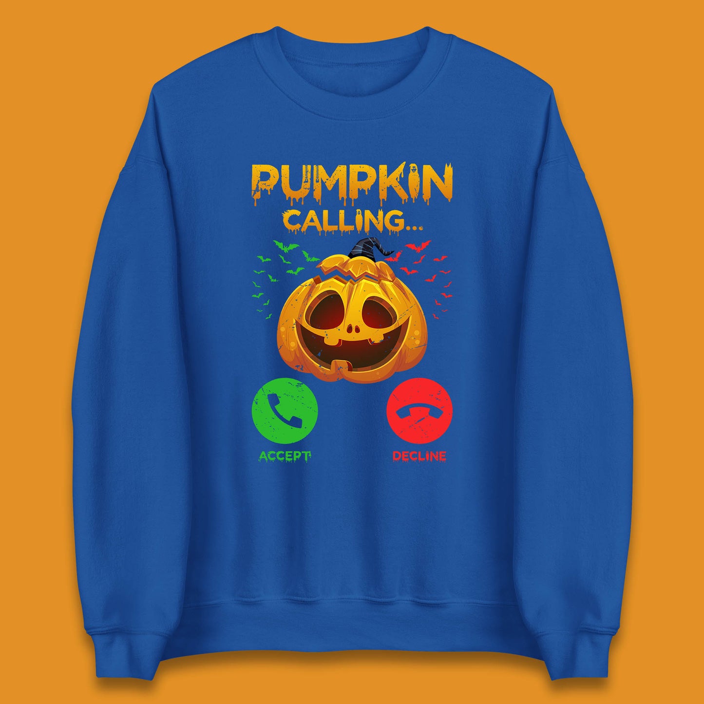 Halloween Pumpkin Calling Funny Phone Call Horror Scary Jack O Lantern Unisex Sweatshirt