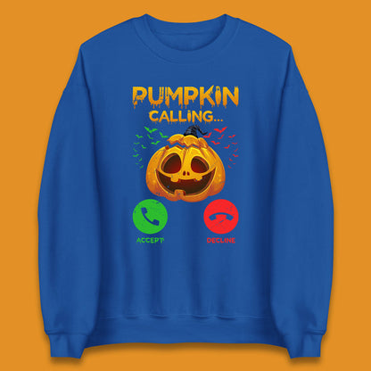 Halloween Pumpkin Calling Funny Phone Call Horror Scary Jack O Lantern Unisex Sweatshirt