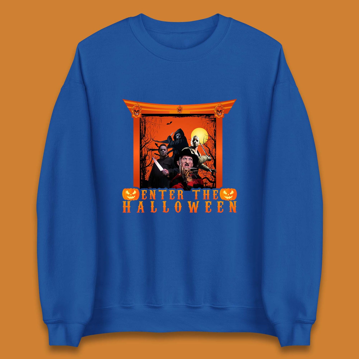 Enter The Halloween Horror Movie Characters Friends Halloween Villians Serial Killers Unisex Sweatshirt