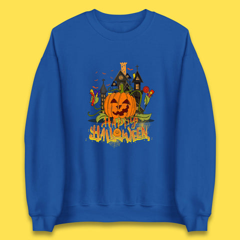 Happy Halloween Spooky Haunted House Halloween Pumpkin Horror Scary Jack-o-lantern Unisex Sweatshirt