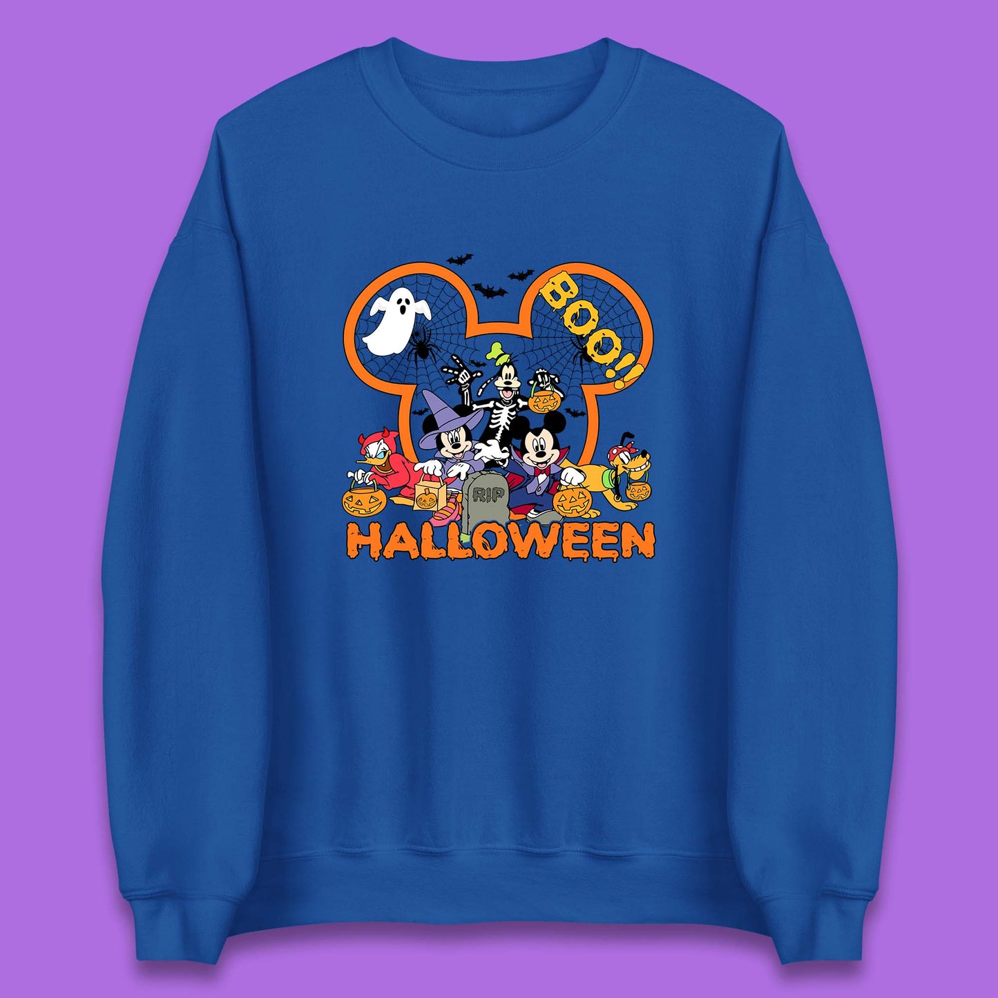 Disney Halloween Mickey Mouse Minnie Mouse Boo Ghost Friends Donald Duck Pluto Goofy Cartoon Disneyland Trip Unisex Sweatshirt