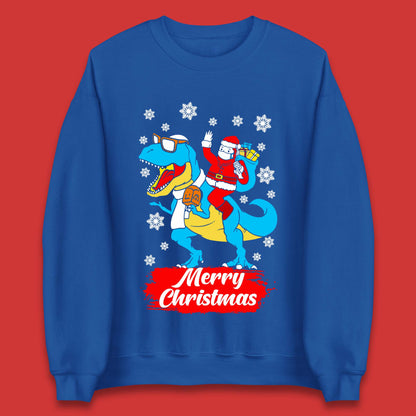 Santa Claus Riding T-Rex Christmas Unisex Sweatshirt