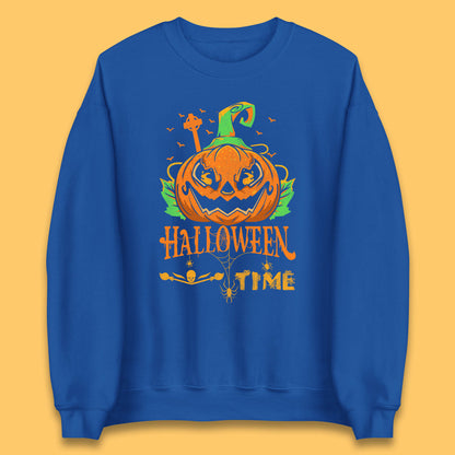Halloween Time Scary Face Jack O Lantern Horror Pumpkin Halloween Scary Night Unisex Sweatshirt