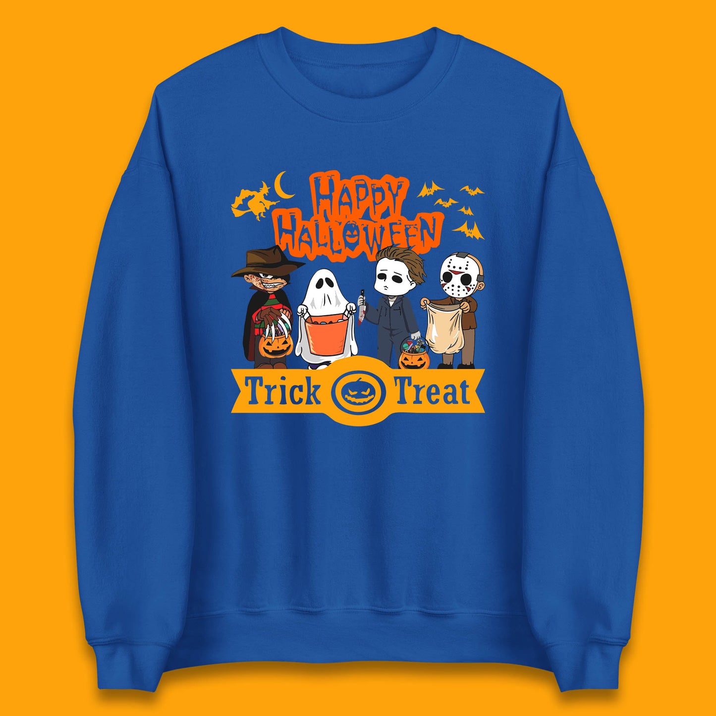 Happy Halloween Trick Or Treat Chibi Horror Movie Characters Killer Unisex Sweatshirt