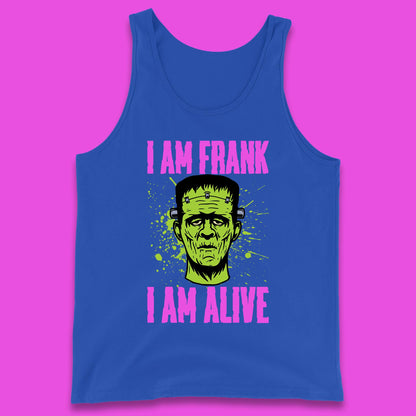 I Am Frank I Am Alive Halloween Green Frankenstein Monster Zombie Horror Face Tank Top
