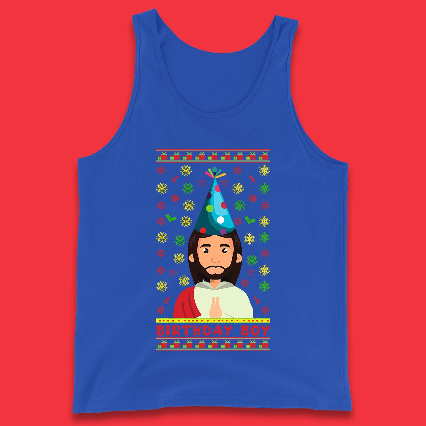 jesus birthday boy christmas tank top