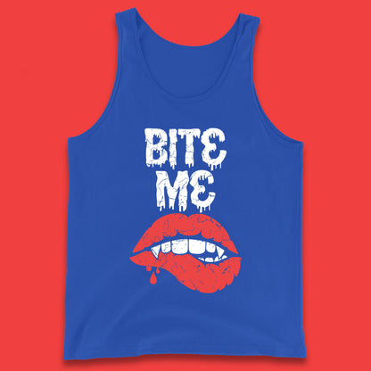 Bite Me Vampire Fangs Halloween Horror Lips Halloween Spooky Party Costume Tank Top