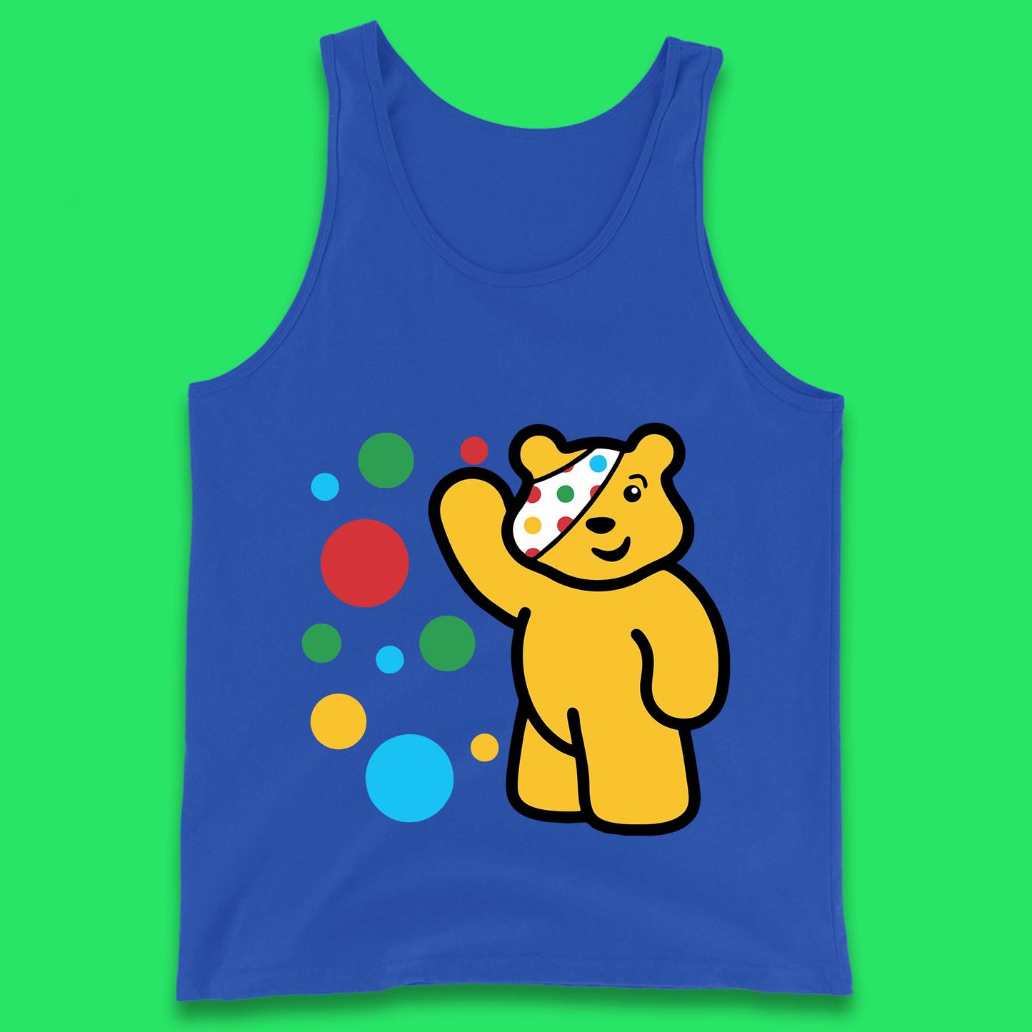 Spotty Pudsey Bear Hand Waving Dotty Spot Fundraising Children In Need Spotty Bear Spotty Day Tank Top