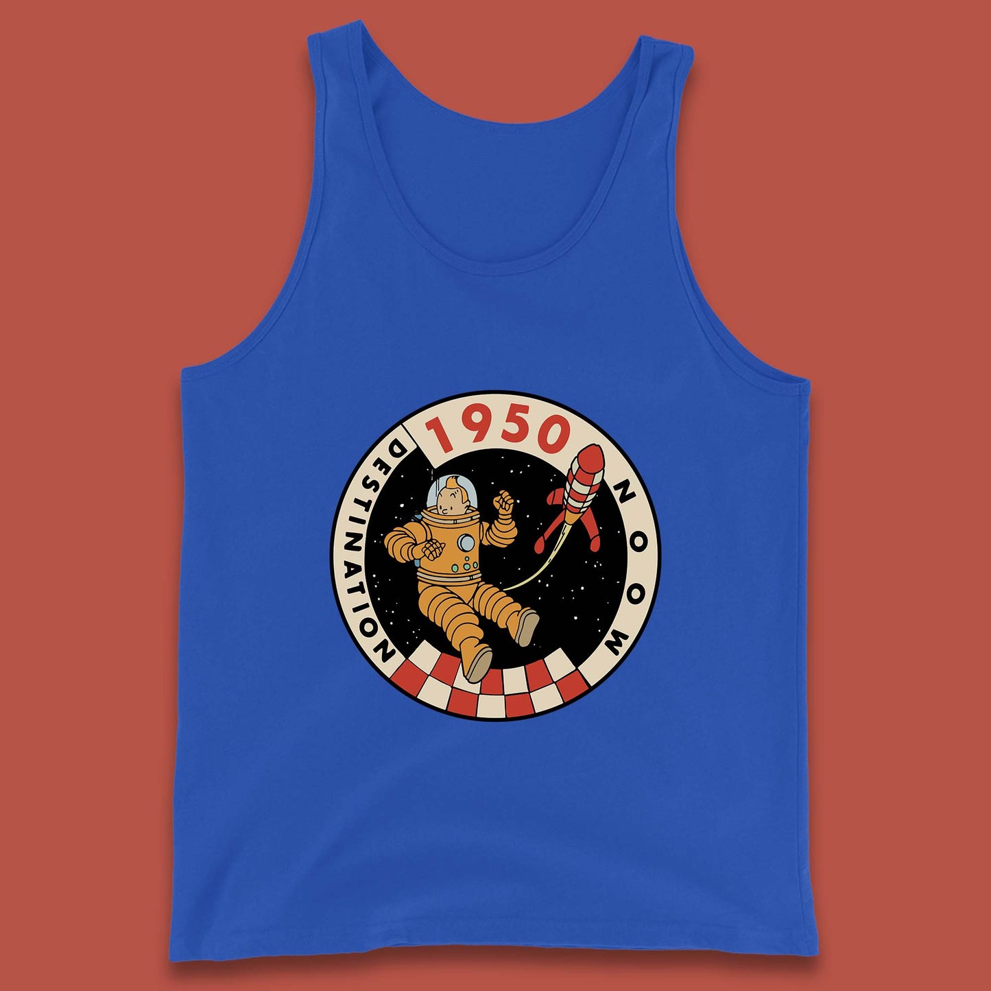 Destination Moon 1950 Astronaut Tintin The Lunar Rocket Retro Comic Space Adventure Tank Top