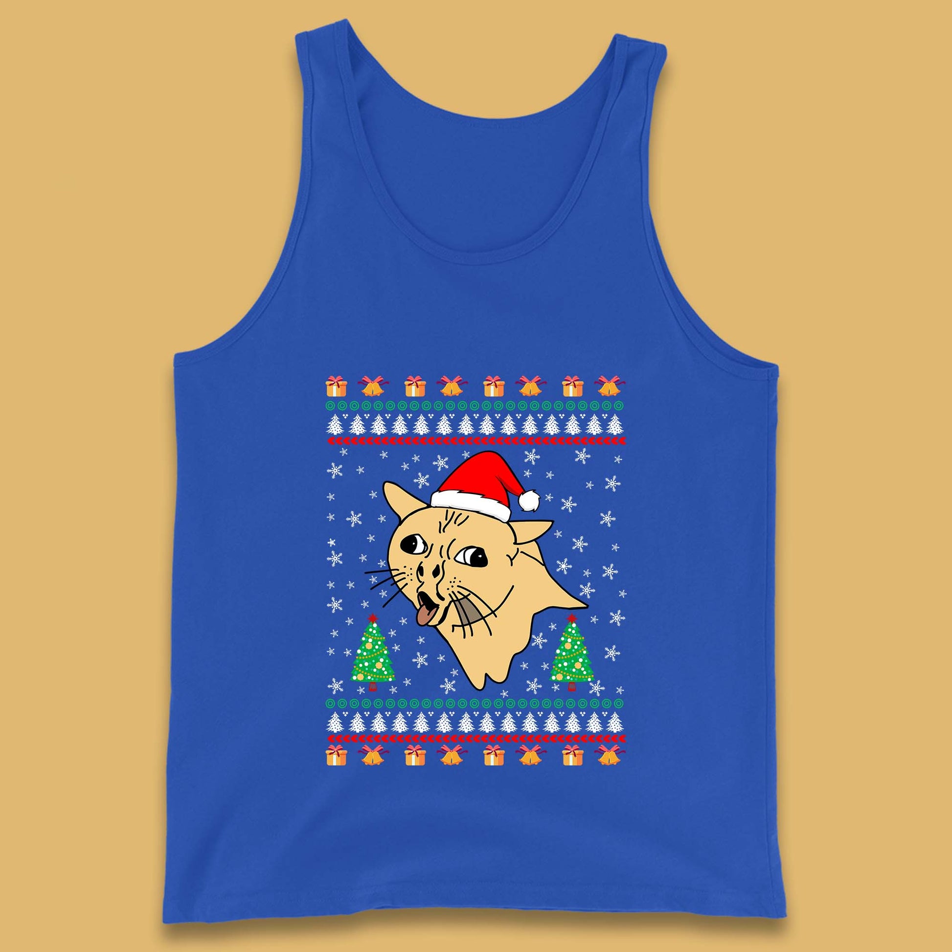 coughing cat christmas tank top