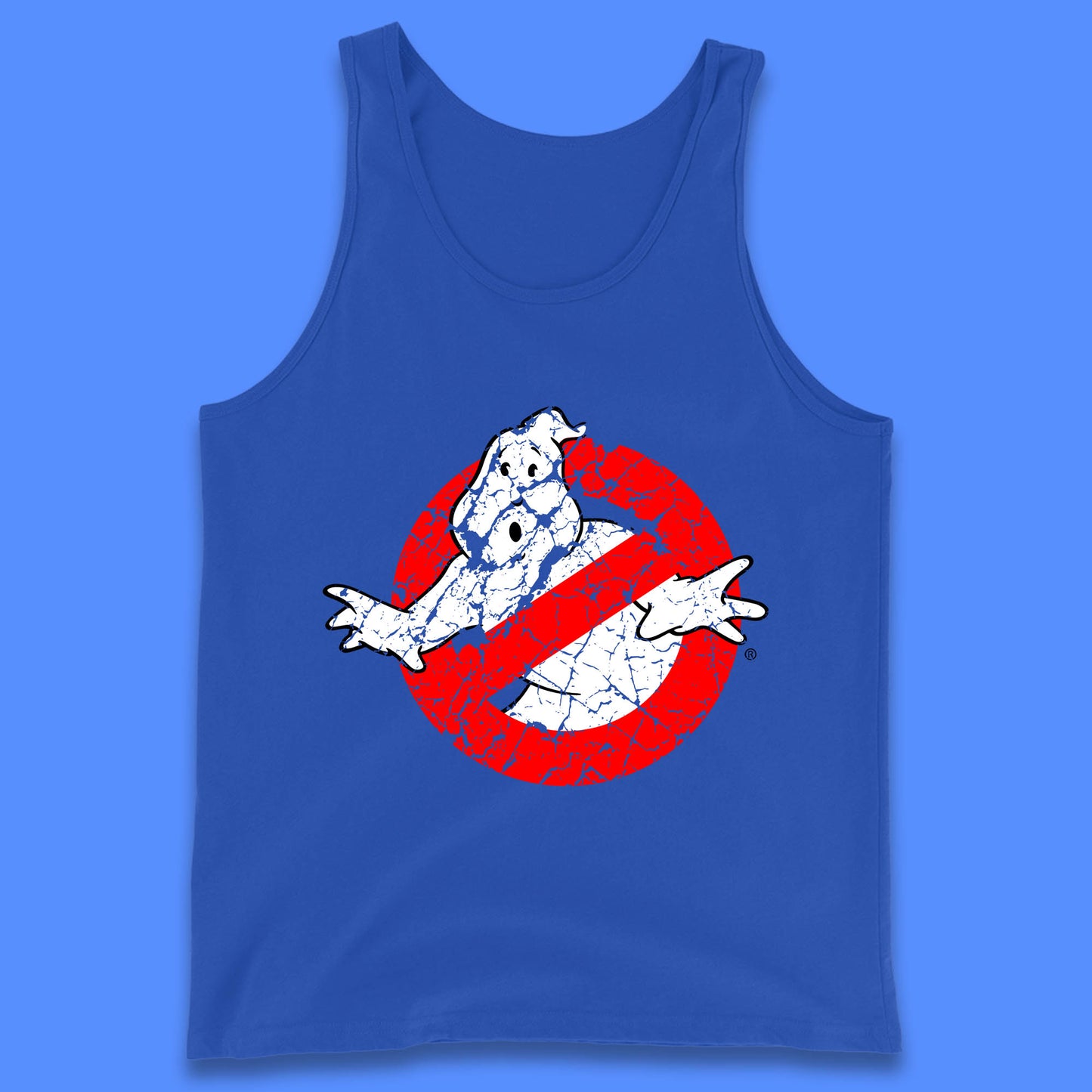Distressed The Real Ghostbusters No Ghost Symbol Retro Halloween Movie Costume Tank Top