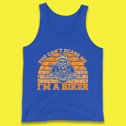 You Can't Scare Me I'm A Biker Halloween Skeleton Riding Motorcycle Vintage Biker Skull Tank Top