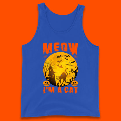 Meow I'm A Cat Halloween Black Cat Horror Scary Haunted House Tank Top