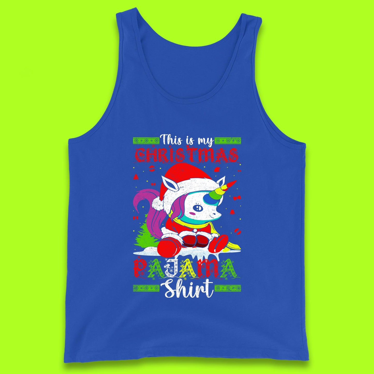 christmas unicorn santa costume tank top