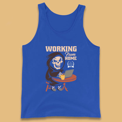 Working From Home Best Employee Of The Year Funny Death Halloween Tank Top