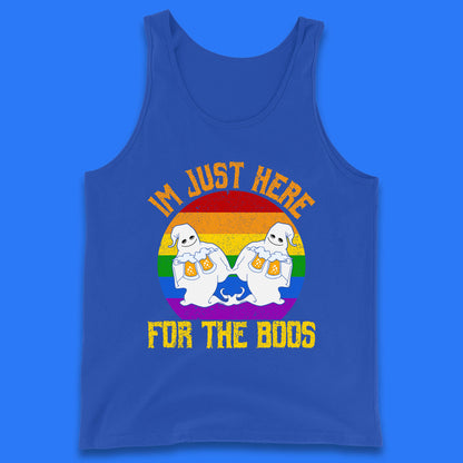 Halloween I Just Here For The Boos Gay Boo Ghosts Drinking Beer LGBTQ Pride Beer Tank Top